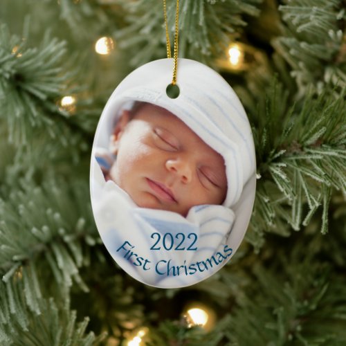New Baby Photo Babys First Christmas Ceramic Ornament