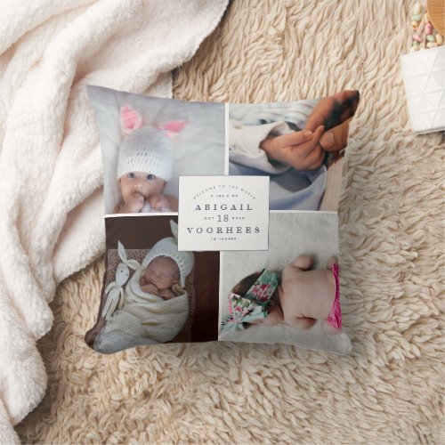 New Baby Photo Collage Throw Pillow 