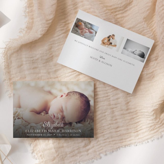 New Baby Photo Elegant Birth Announcement (Creator Uploaded)