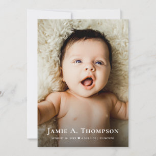 New Baby Photo Heart Modern Birth Announcement