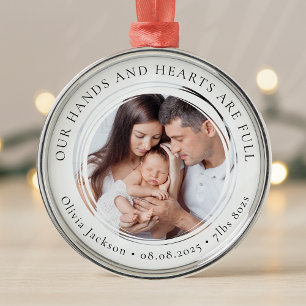 New Baby Photo Keepsake First Christmas Metal Ornament