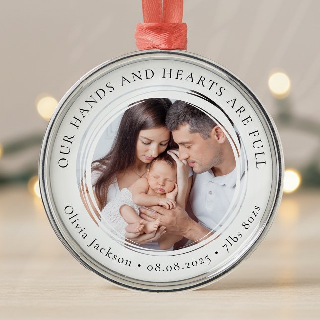 New Baby Photo Keepsake First Christmas Metal Ornament (Creator Uploaded)