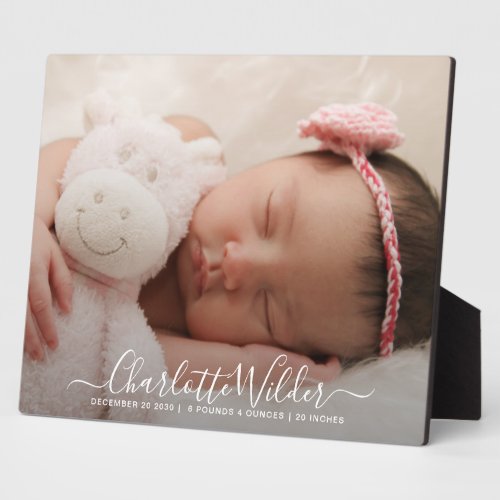 New Baby Photo Script Name Birth Stats Plaque