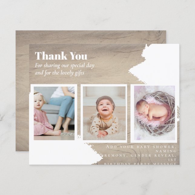 New Baby Photo Thank You Cards Modern Budget (Front/Back)
