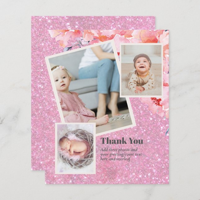 New Baby Photo Thank You Cards Modern Budget (Front/Back)
