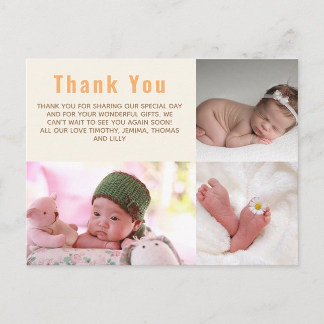New Baby Photo Thank You Cards Modern Budget (Front)