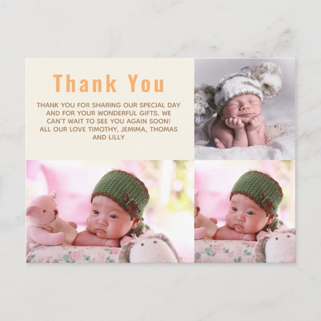 New Baby Photo Thank You Cards Modern Budget (Front)