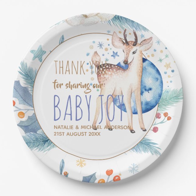 New Baby Photo Thank You Cards Modern Budget Paper Plates (Front)