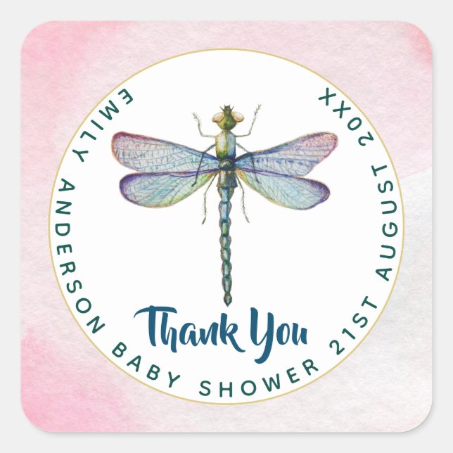 New Baby Photo Thank You Cards Modern Budget Square Sticker (Front)