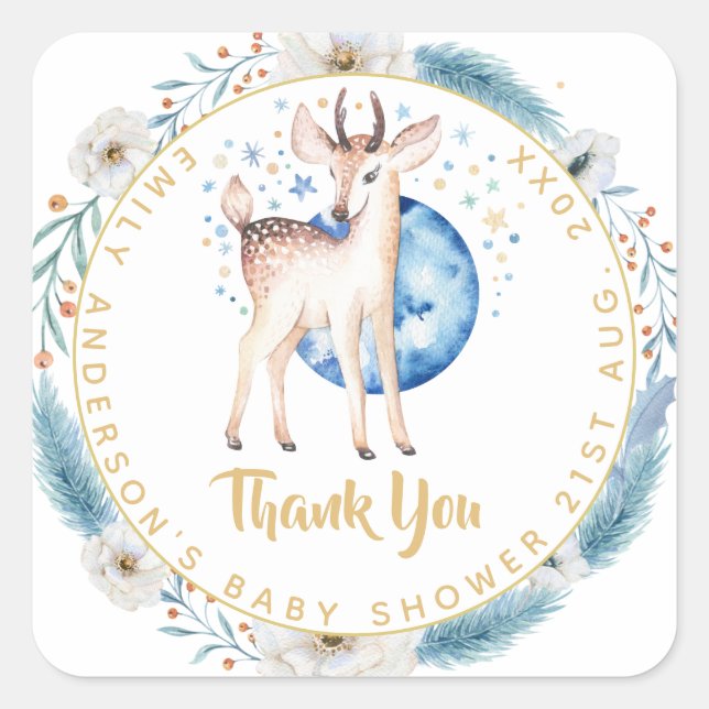 New Baby Photo Thank You Cards Modern Budget Square Sticker (Front)