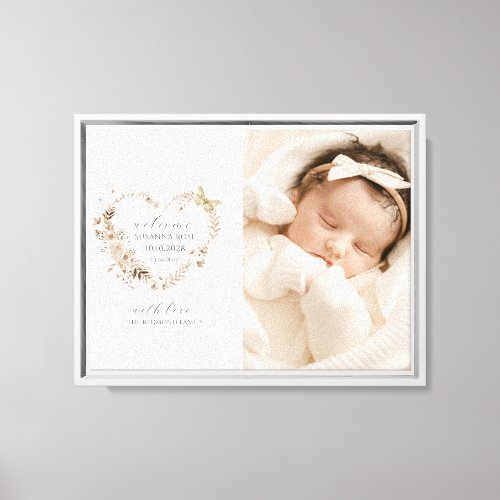 New Baby Photo welcome Heart Canvas Print