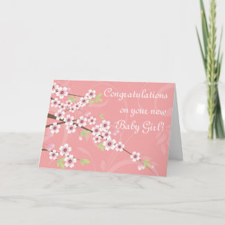 New Baby, Pink Cherry Blossom Card
