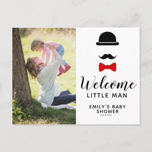 new Baby postcard photo invite little man mustasch