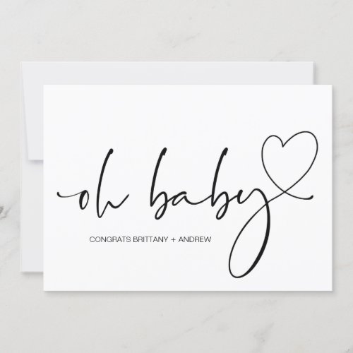 New Baby Pregnancy Congrats Oh Baby Shower Card