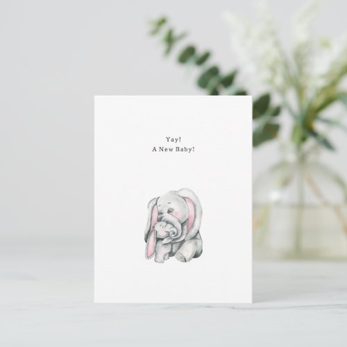 New Baby Quote With Elephant Illustration Postcard