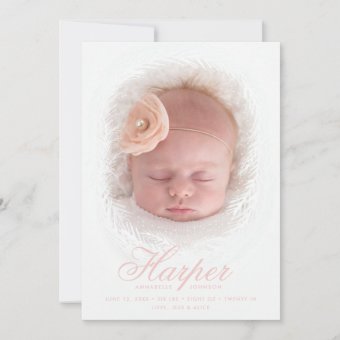 New Baby Rustic Script Photo Birth Announcement | Zazzle