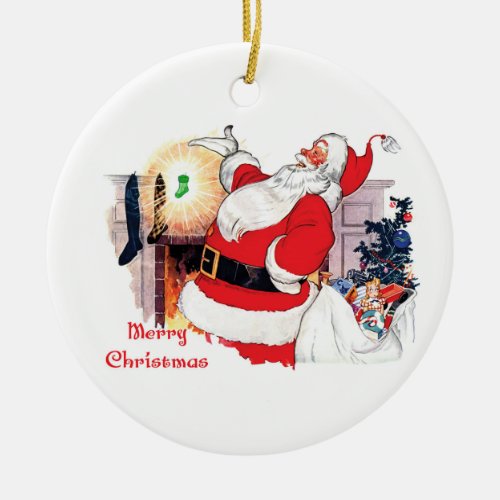 New baby Santa announcement  Ceramic Ornament