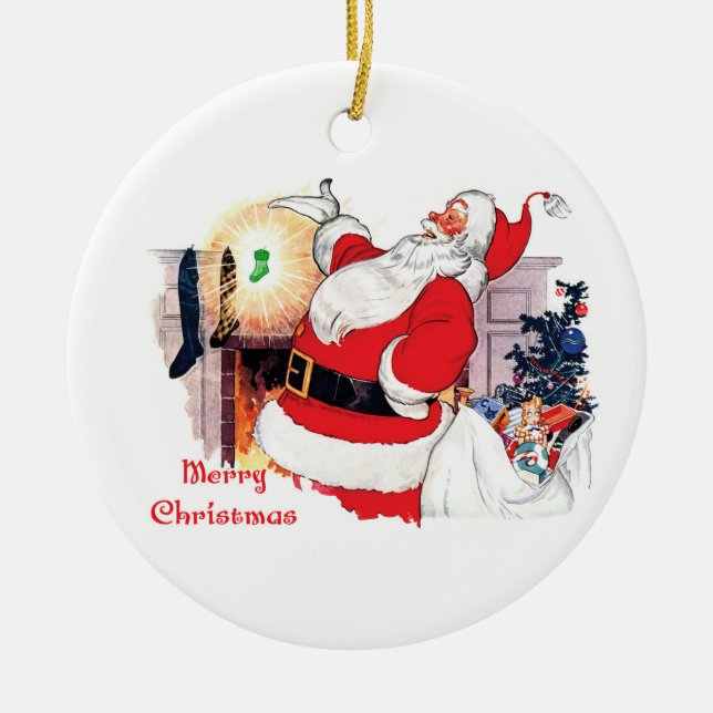New baby Santa announcement  Ceramic Ornament (Front)