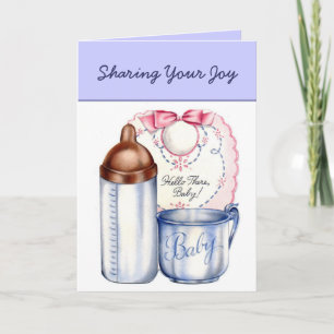 New Baby sharing your joy retro vintage Announcement