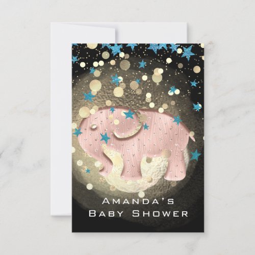 New Baby Shower Elephant Gold Confetti Invitation