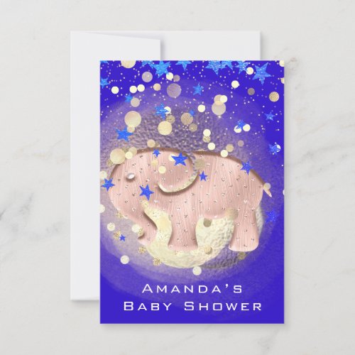 New Baby Shower Elephant Gold Royal Blue Invitation