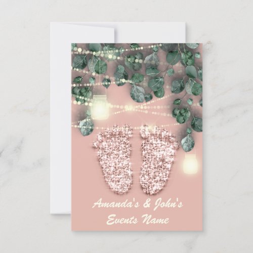 New Baby SHOWER Feet Green Blush Girl Boy Invitation