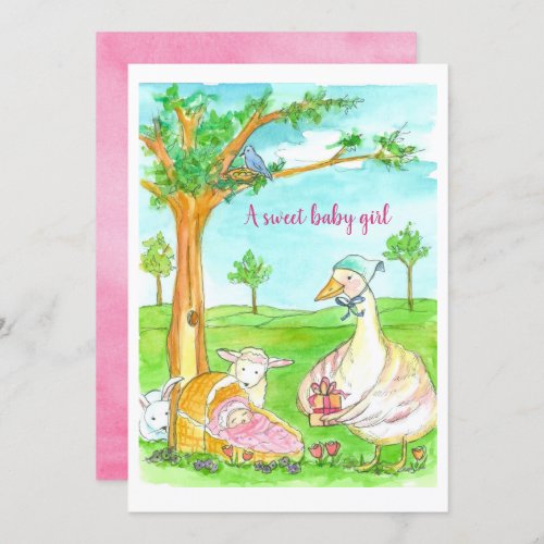 New Baby Shower Girl Fairy Tale Animals Invitation