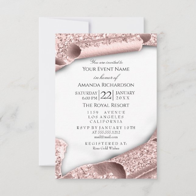 New Baby Shower GIRL Rose Pink 3D Invitation (Front)