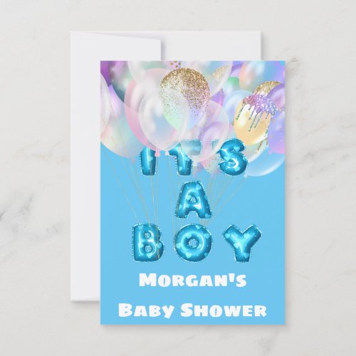 New Baby Shower Its A Boy Blue Balloons Pink Invitation