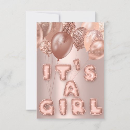 New Baby Shower Its A Girl pink Rose Ballons Invitation