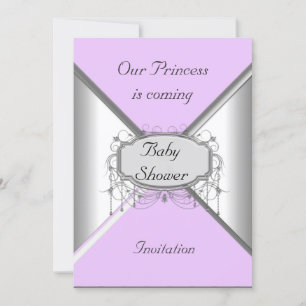 NEW Baby Shower Party Pink Silver  Invitation