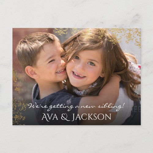 New Baby Sibling Brother  Sister  Add Your Photo Announcement Postcard