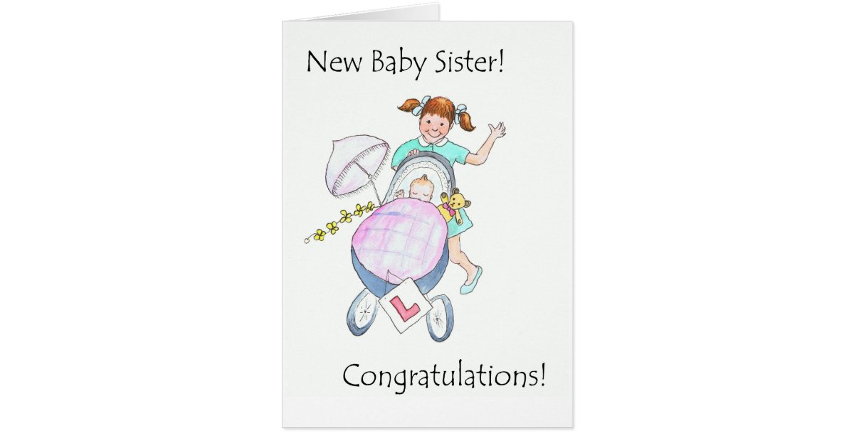 New Baby Sister Congratulations Card Zazzle