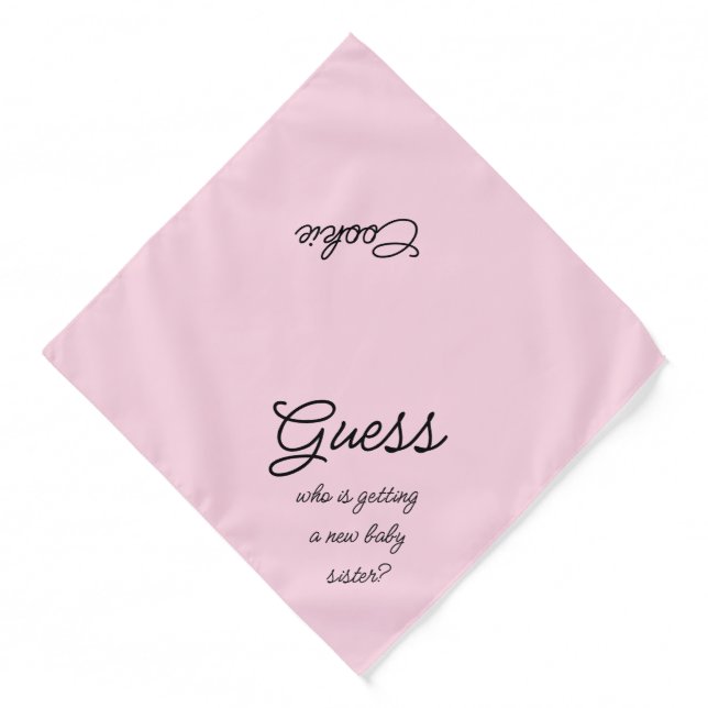 New Baby Sister Script Typography Pink Pet Bandana (Front)
