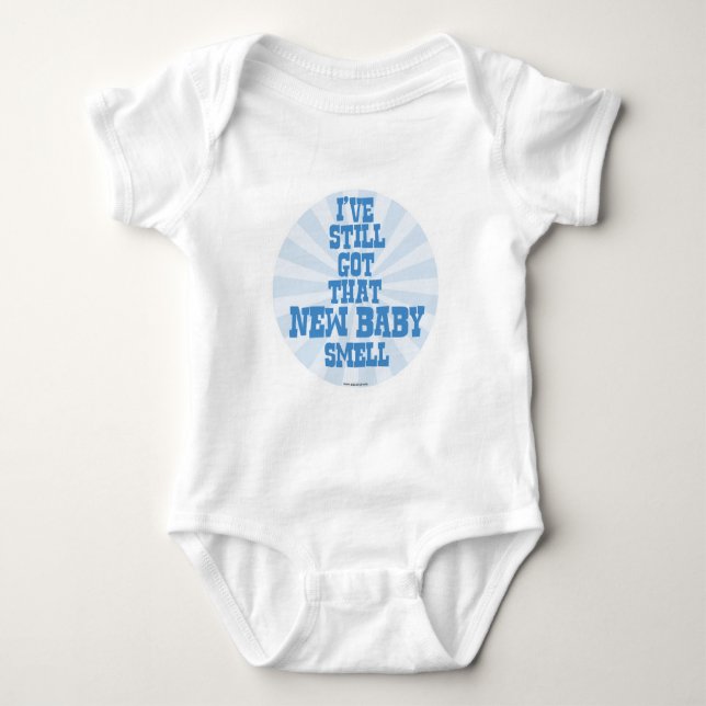 New Baby Smell Blue Baby Bodysuit (Front)