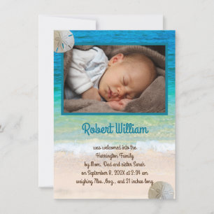 New Baby Son Birth Announcement Ocean theme