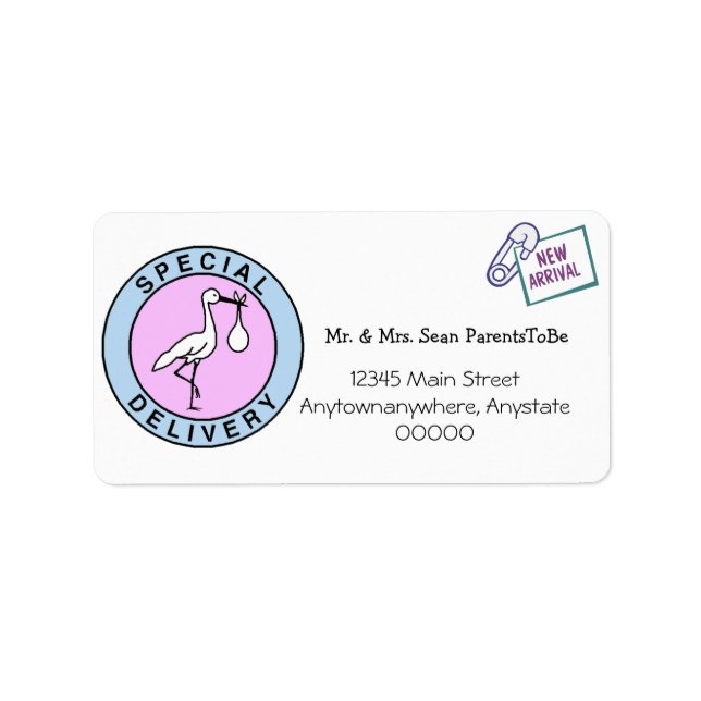 New Baby Special Delivery Address Label (Front)