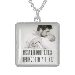 New Baby Stats Photo Keepsake Necklace
