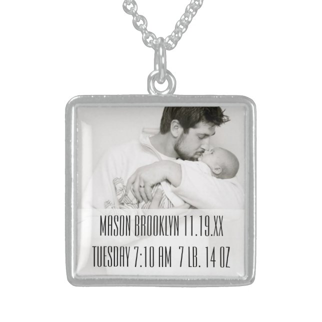 New Baby Stats Photo Keepsake Necklace (Front)