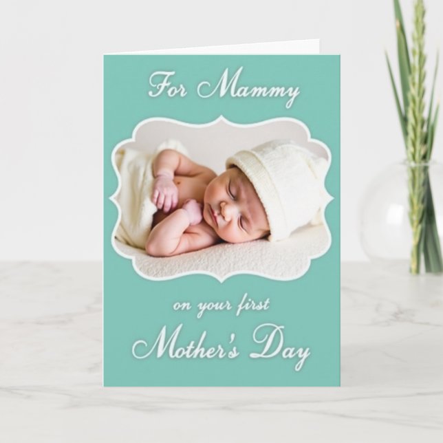New Baby Teal Frame Mothers Day Card (Front)