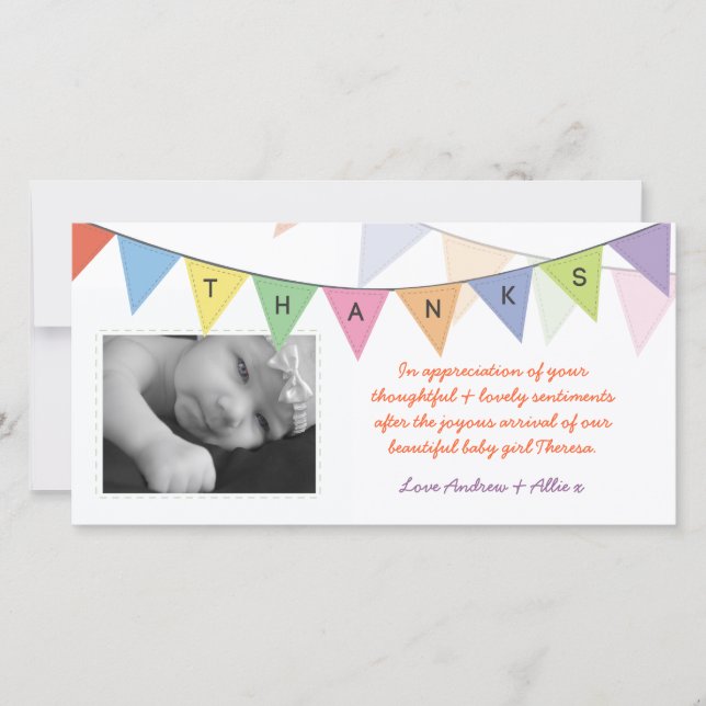 New Baby Thank You Appreciation Banner Photocard (Front)