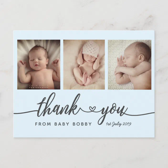 Baby Girl Personalised Photo Birth Announcement Thank You Cards 