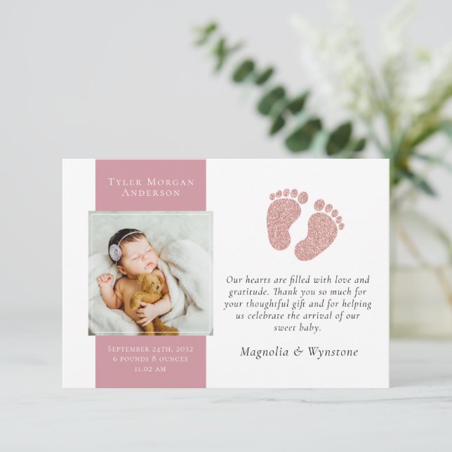 New Baby Thank You | Photo Glitter Feet (Standing Front)