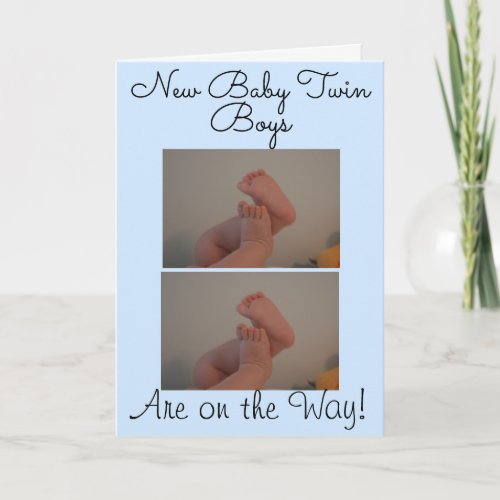 New Baby Twin Boys Photo Card