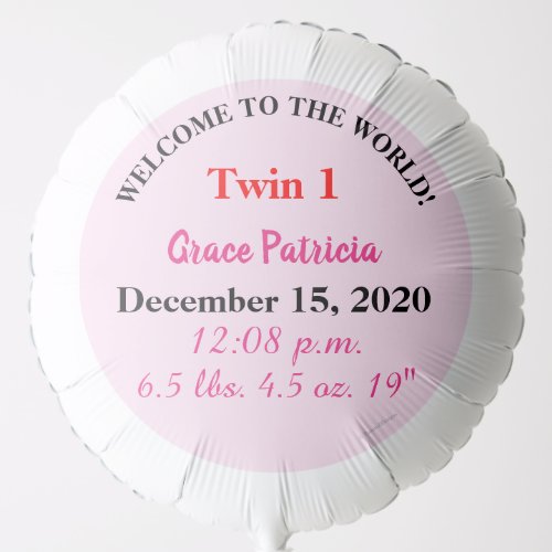 New Baby Twin Girl Announcement Balloons