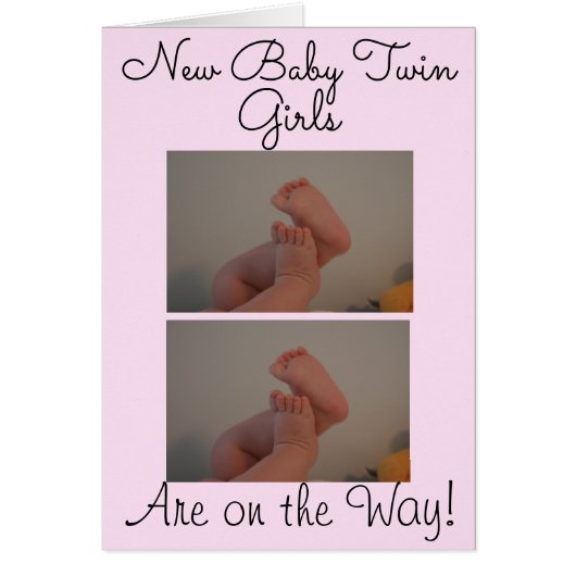 New Baby Twin Girls On the Way Photo Card (Front)