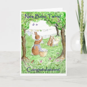 New Baby Twins Congratulations Card