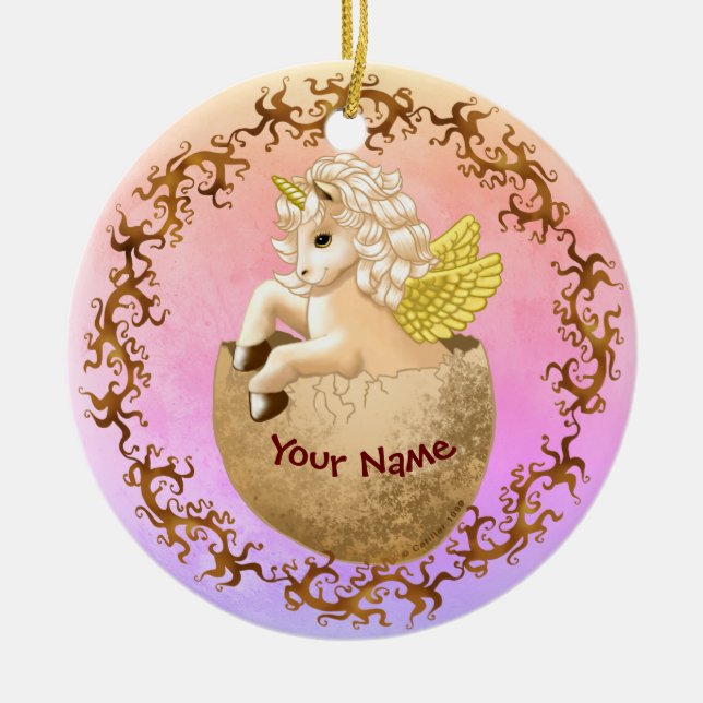 New Baby Unicorn Ceramic Ornament (Front)