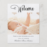 New baby welcome photo birth budget announcement flyer