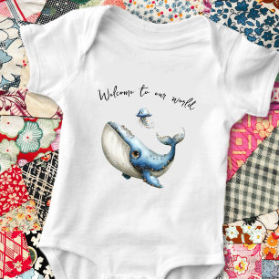 New Baby Whale Welcome to Our World Bodysuit